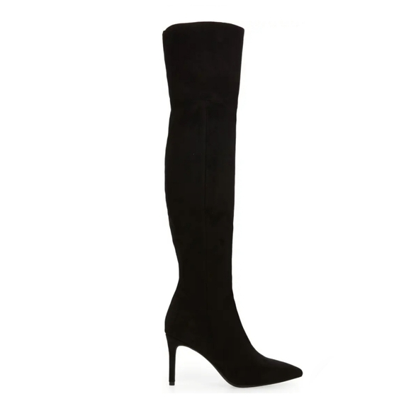 Sexy Chic Jeffrey Campbell Black Microsuede OTK Boots - Picture 3 of 13